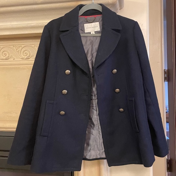 Banana Republic Captain style Pea Coat with Gold Metal Buttons - Picture 1 of 5